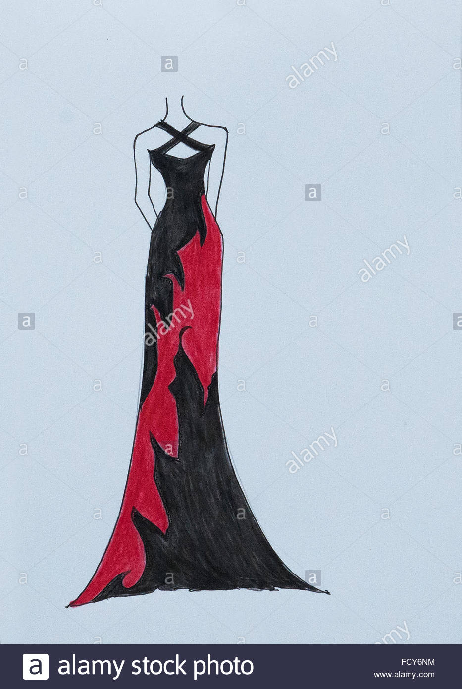 933x1390 Handmade Fashion Sketch, Fashion Draw Of Elegant Woman Long Dress