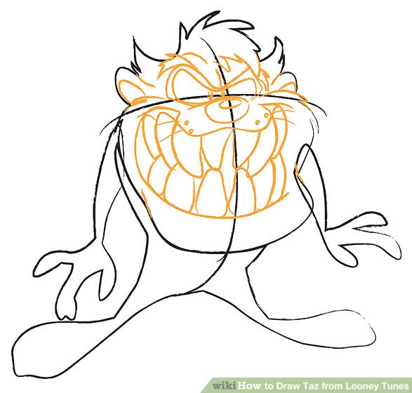 587x560 How To Draw Taz From Looney Tunes 9 Steps (With Pictures)