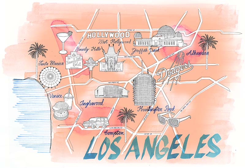 800x548 Los Angeles City Map Drawing