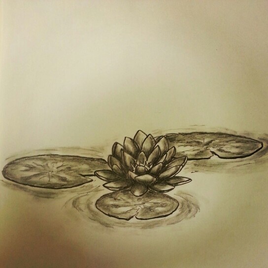 544x544 Black Ink Lotus Flower In Water Tattoo Design