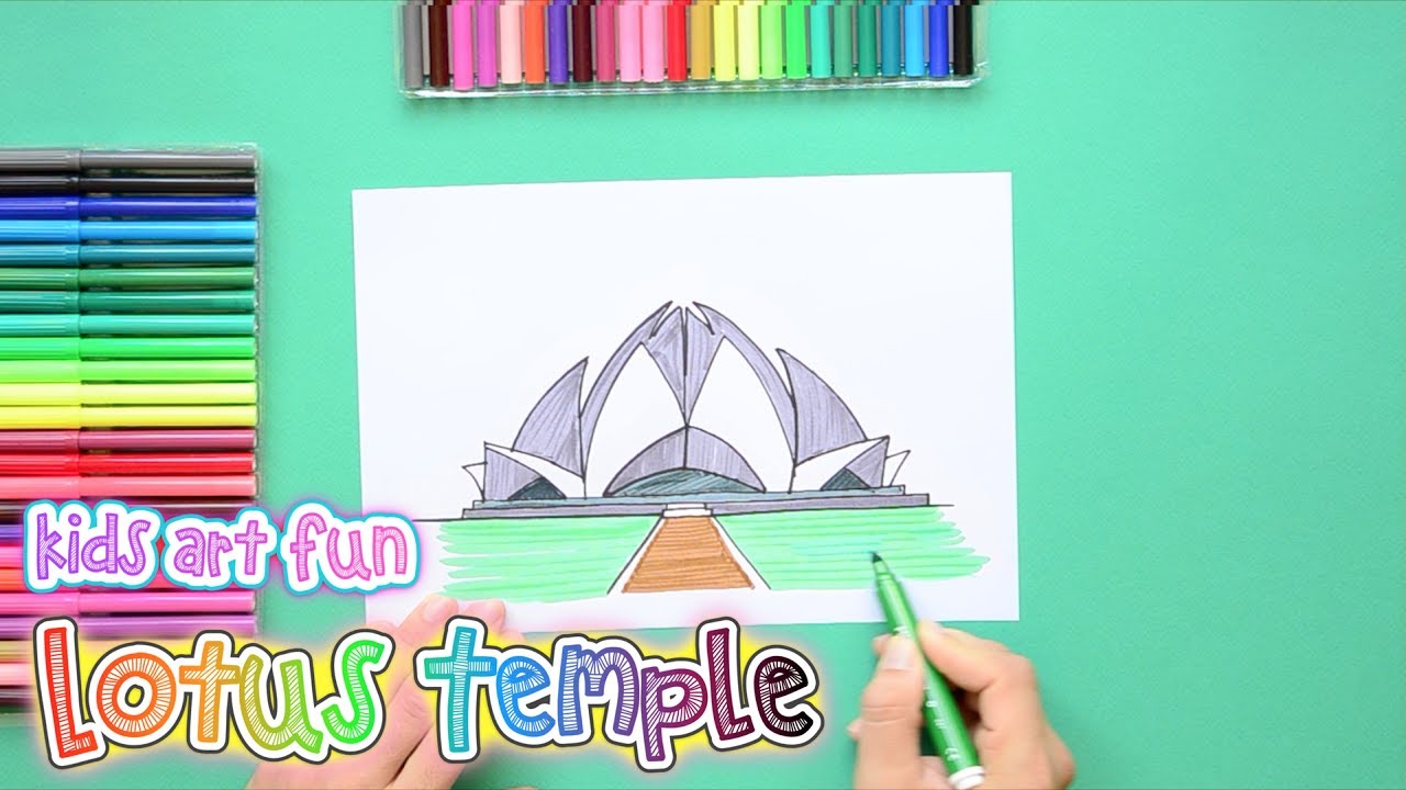 1280x720 How To Draw And Color The Lotus Temple, New Delhi