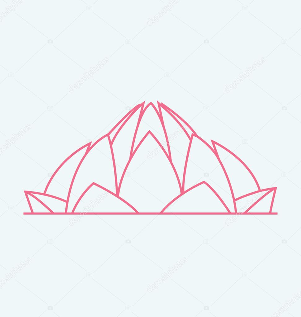 972x1023 Lotus Temple In India Colored Vector Illustration Stock Vector