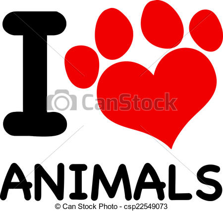 450x426 I Love Animals Text Red Paw I Love Animals Text