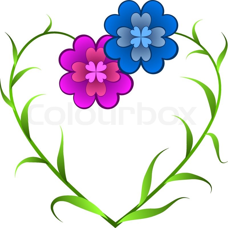 800x800 Vector Card With Flowers Forming Heart Shape Symbolizing Love