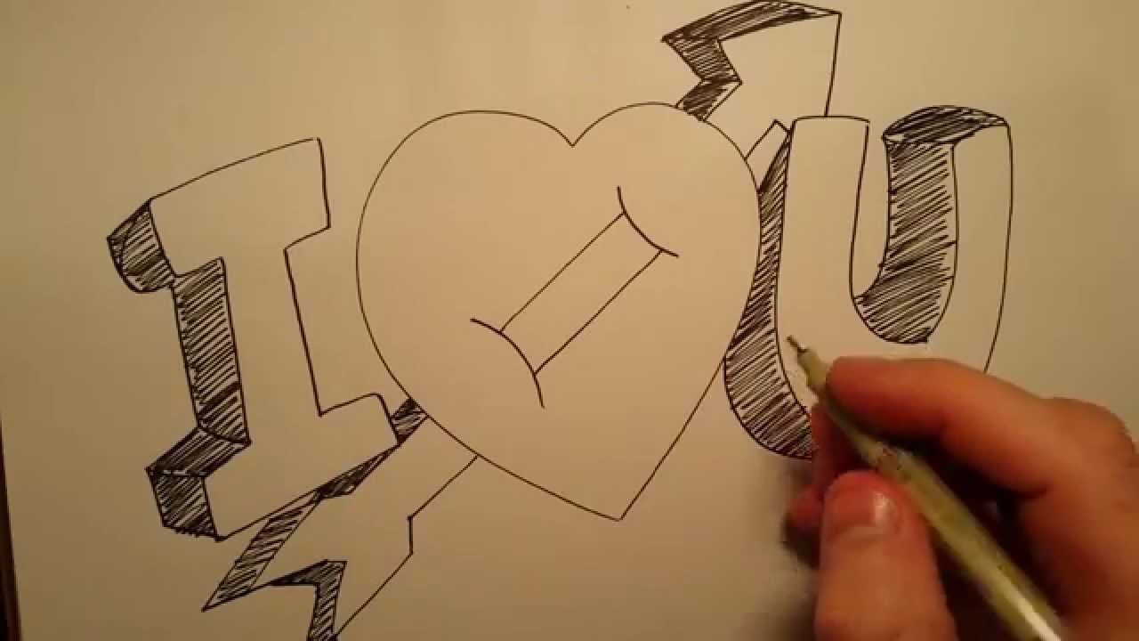 1280x720 How To Draw I Love You With Heart Basic Drawing Skills Series