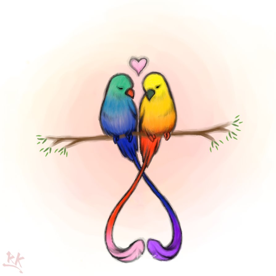 894x894 Love Birds By Raunikai