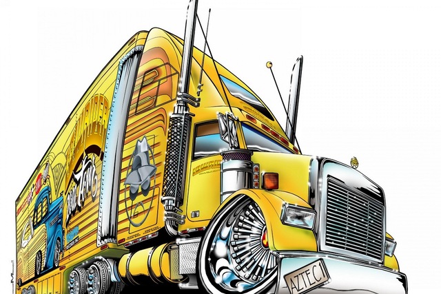 640x427 Cartoon Comic Lowrider Truck Art Drawing Qx259 Living Room Home