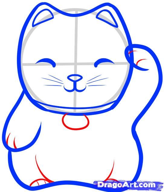 543x635 How To Draw A Lucky Cat (Maneki Neko)