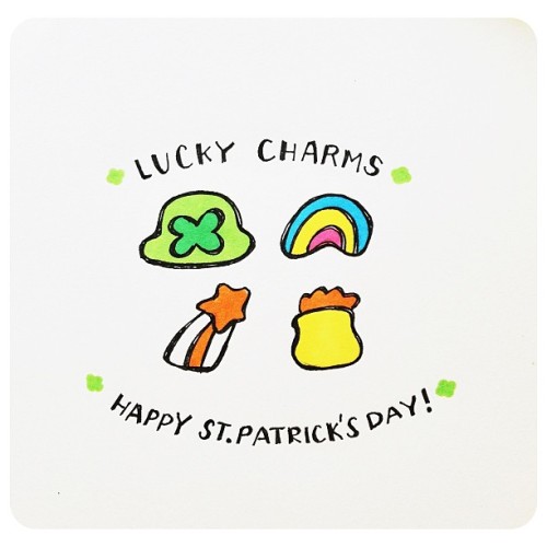 500x500 Drawing Rainbow Green Doodle Luck Marshmallows Clovers