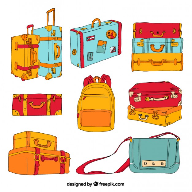 626x625 Hand Drawn Luggage Vector Free Download