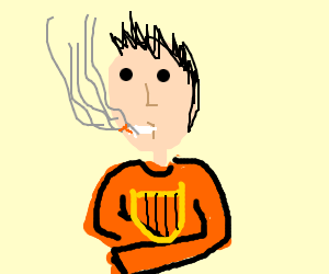 300x250 Smokin' Guy With Lyre (Drawing By Mia Dmytrenko)