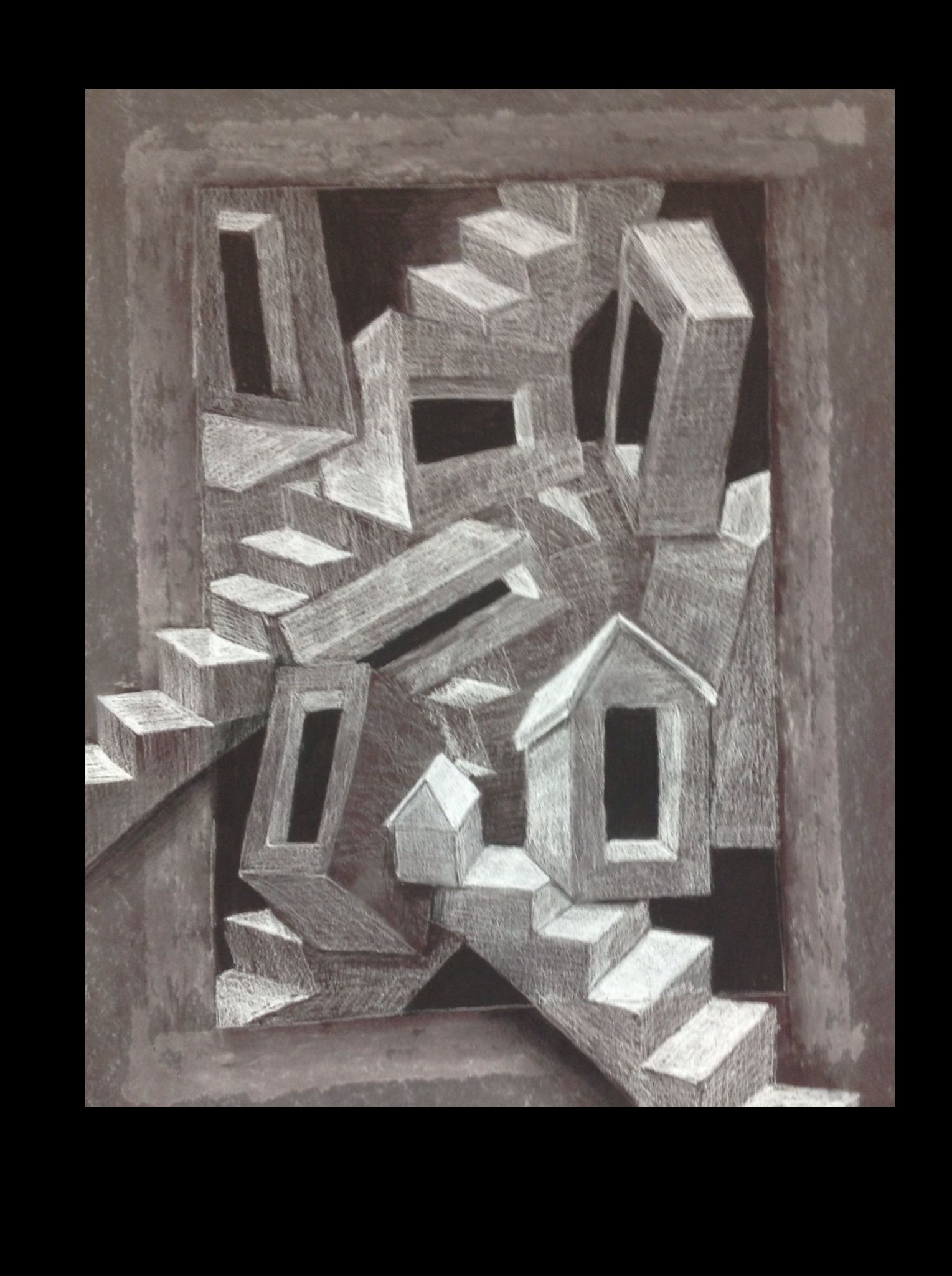 1529x2048 Drawing Assignment Linear Perspective, Heightened Contrast