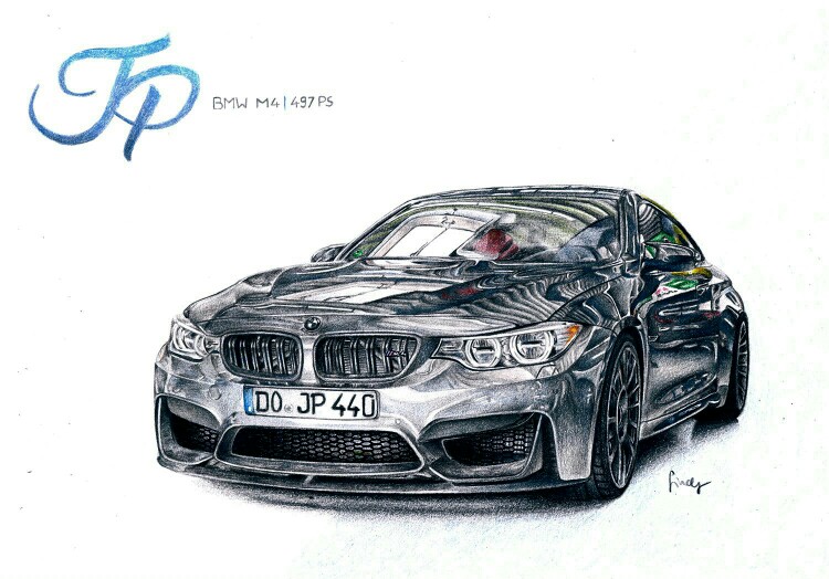 750x524 Bmw M4, Jp Performance, Drawing With Colour Pencils By Sindy'S