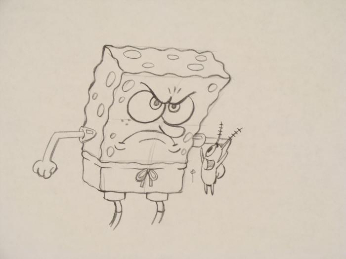 700x525 Mad Spongebob Plankton Original Production Drawing Cel