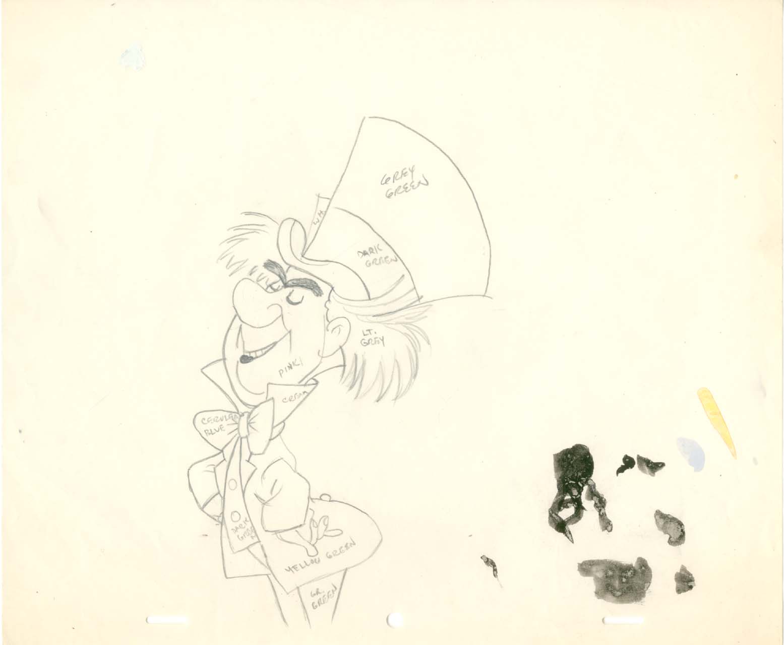 1555x1280 Vintage Disney Alice In Wonderland Mad Hatter Color Guide Drawing