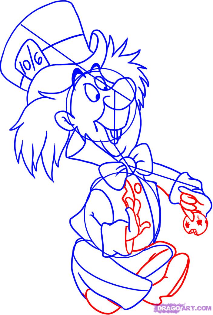 703x1038 How To Draw Mad Hatter From Alice In Wonderland Step 5 Sweet 16