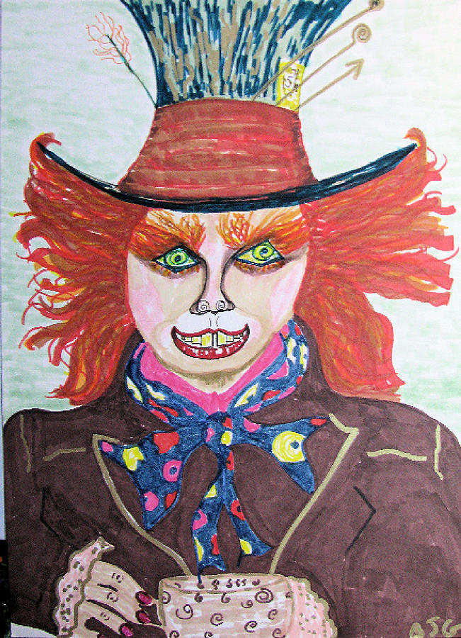 651x900 The Mad Hatter Drawing By Barbara Giordano