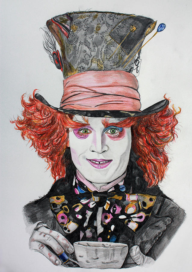 638x900 The Mad Hatter Drawing By Wendy Rodgers