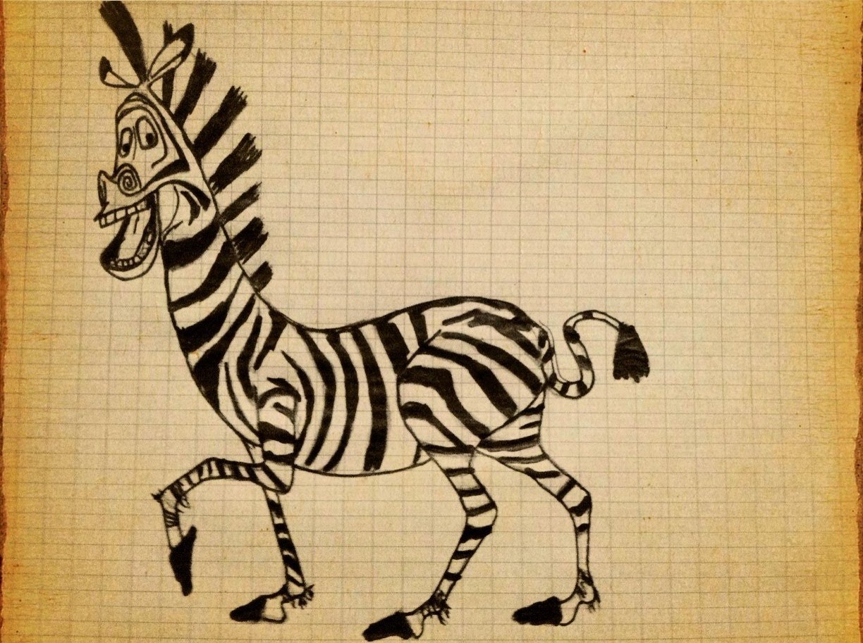 1224x913 How To Draw Zebra Marty Madagascar