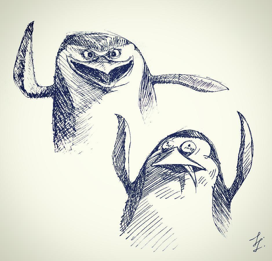 939x902 Quick Sketches Of Madagascar's Peguins Skipper And Rico
