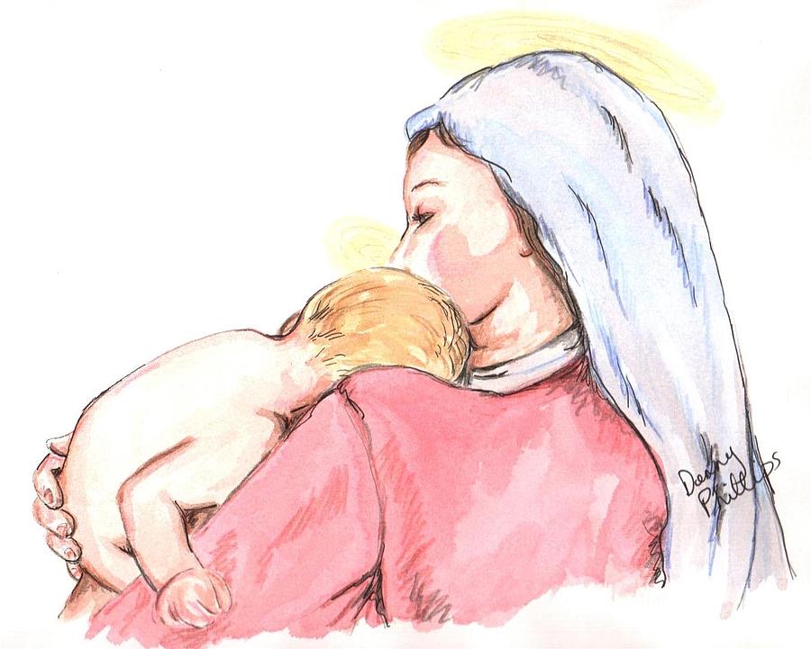 900x721 Madonna And Child Ii Drawing By Denny Phillips