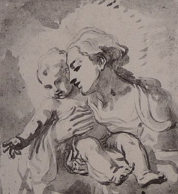 367x400 Madonna And Child (Drawing) By Elizabetta Sirani 17th C. Master