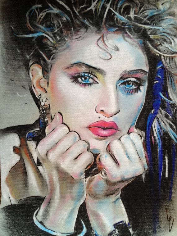 570x760 Madonna Pastel Drawing Print, Love The Colors!! Artsy Fartsy