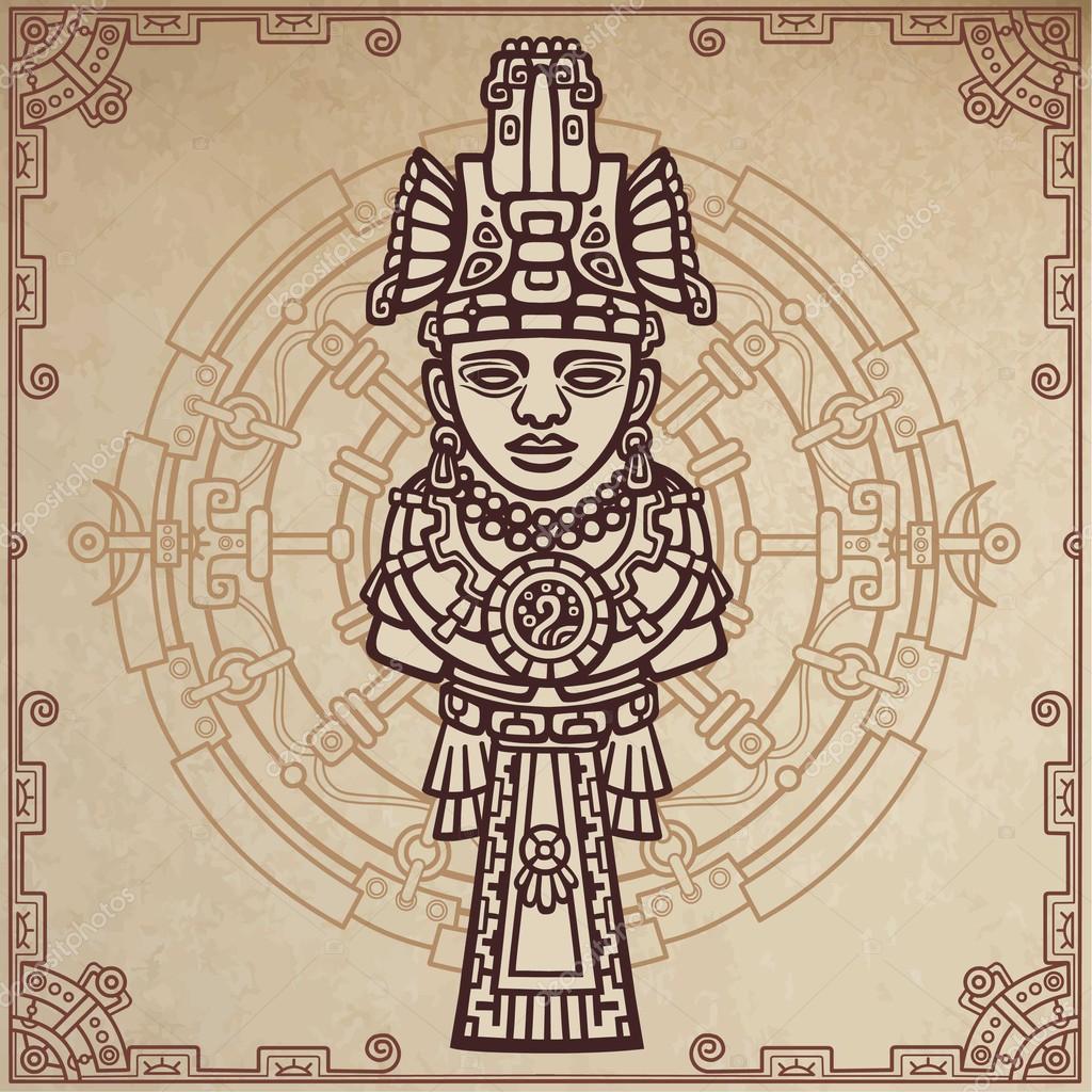 1024x1024 Linear Drawing Decorative Image Of An Ancient Indian Deity. Magic
