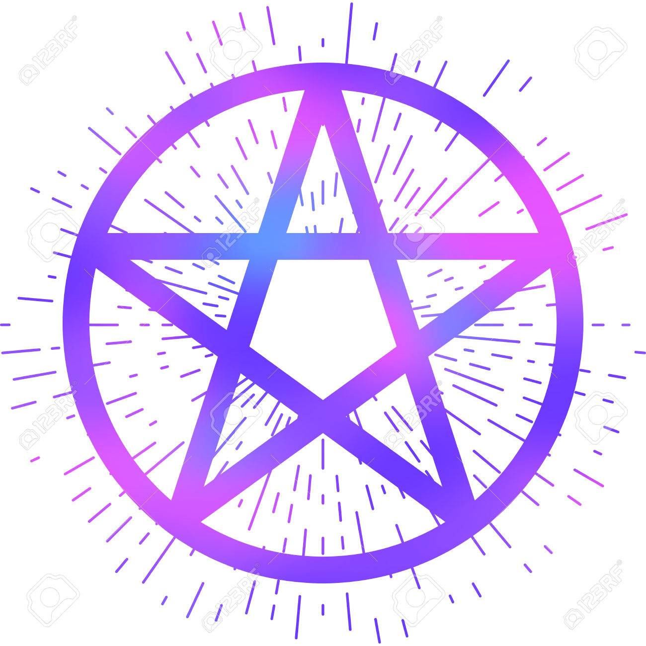 1300x1300 Pentagram Icon, Brush Drawing Magic Occult Star Symbol. Vector