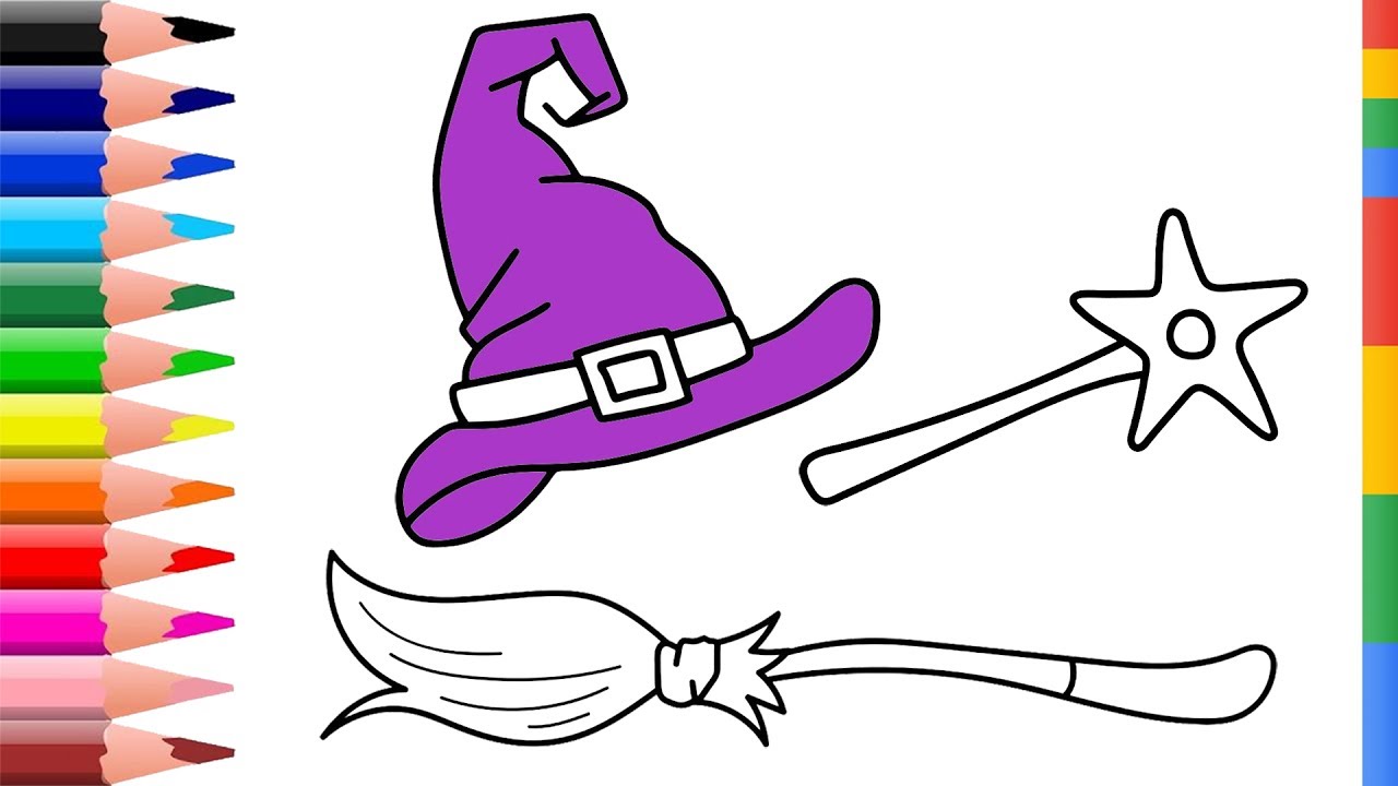 1280x720 Draw Witch Set Coloring Pages For Kids Coloring Pages Magic