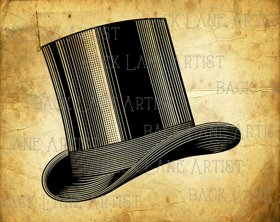 570x452 Vintage Magic Hat Top Hat Clipart Lineart Illustration Instant