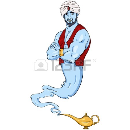 450x450 Vector Single Isolated Sketch Genie And Magic Lamp Royalty Free