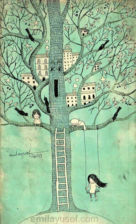 545x897 Magic Tree Watercolor. Illustration. Drawing. Sketches. Painting