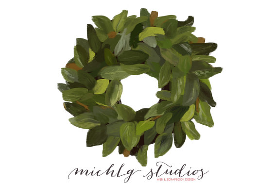 570x379 Digital Clip Art Magnolia Wreath Clipart Hand Drawn Wedding