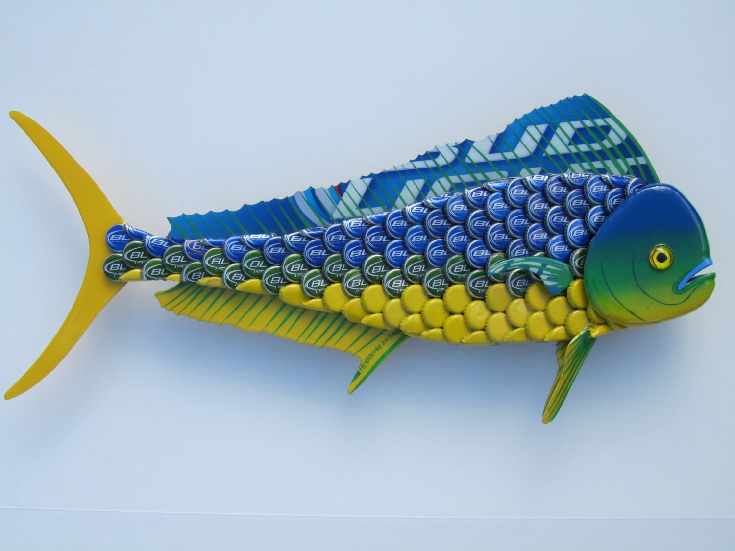 1500x1125 Mahi Mahi Fish Art Bottlecap Metal Wall Dolphin Fish
