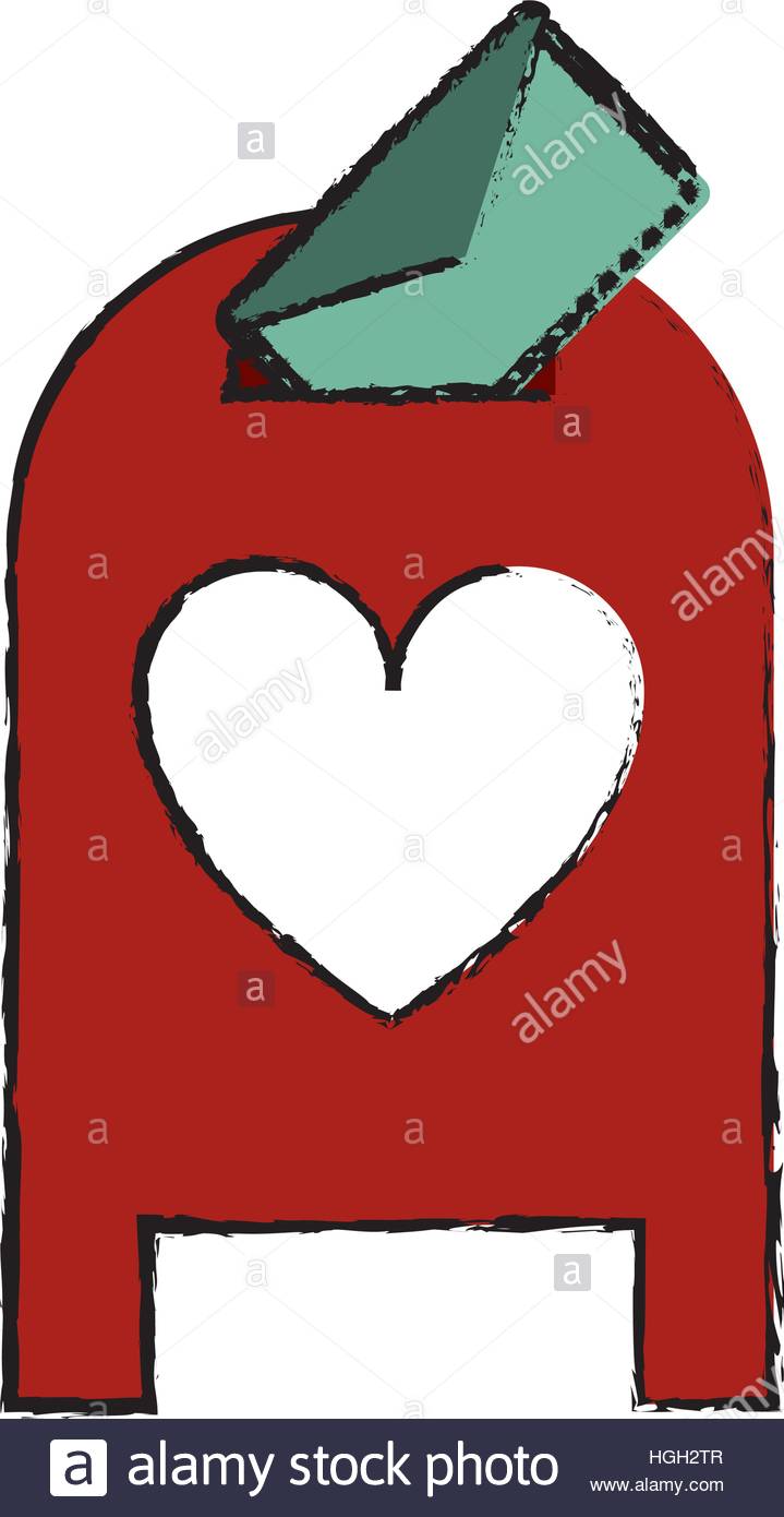 719x1390 Drawing Love Mail Post Box Message Valentine Stock Vector Art