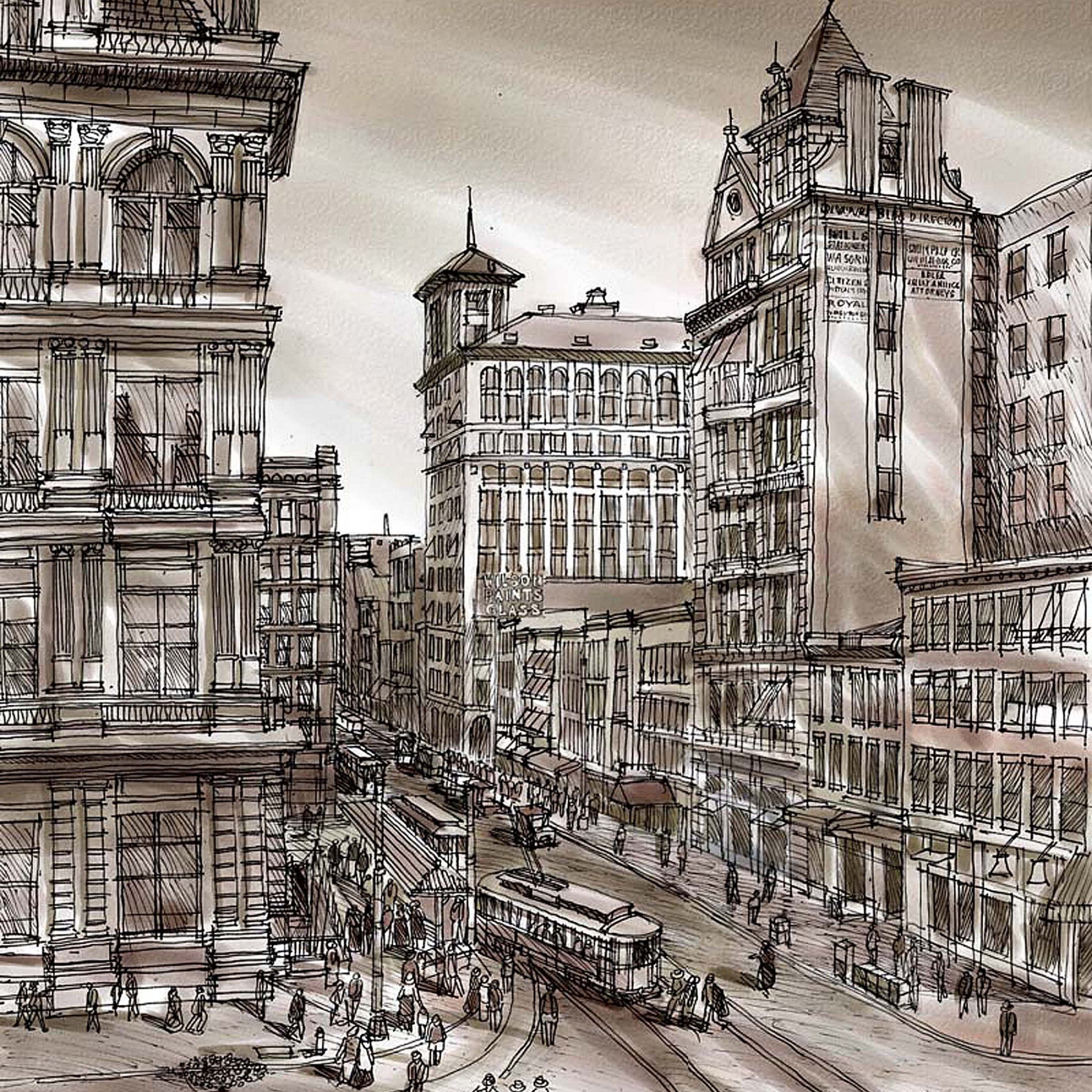 2400x2400 Main Street Cincinnati 1917 William Block Architect Artist