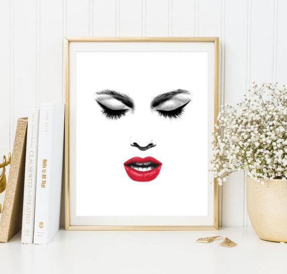 570x544 Makeup Art Eyes Cute Love Typographic Print Drawing Art Gift
