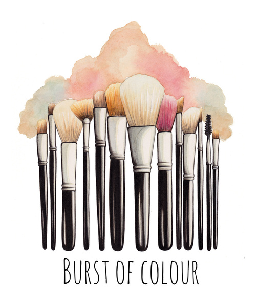 504x600 Maekup Brush Illustration Makeup Brushes Illustration Art Print
