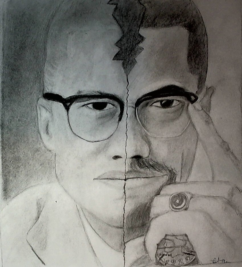 850x939 Malcolm X Drawing By Dmuhsin