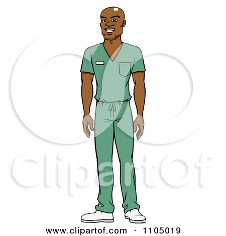 450x470 Clipart Black Male Doctor Surgeon Or Nurse In Green Scrubs