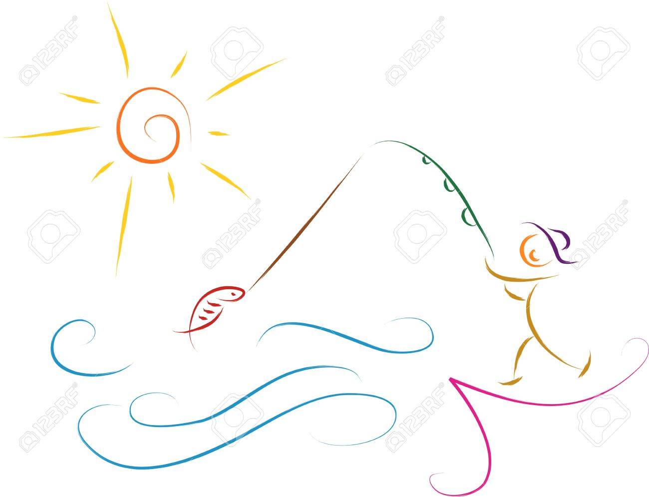 1300x995 Fishing Man Sketch Illustration Royalty Free Cliparts, Vectors