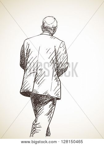 337x470 Sketch Walking Man Suit Hand Drawn Vector Amp Photo Bigstock