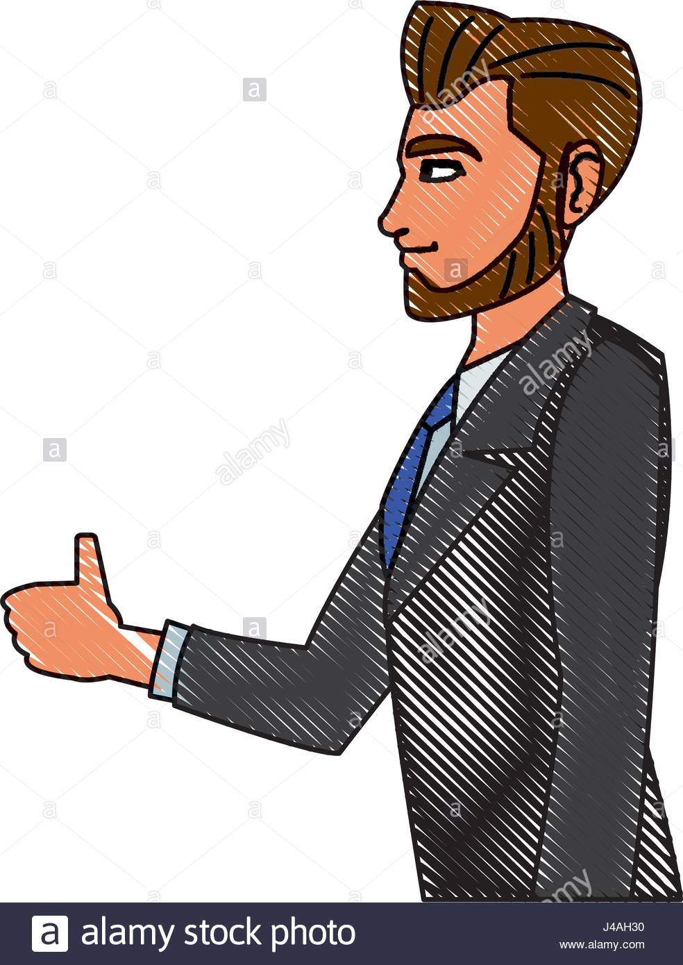 984x1390 Drawing Character Business Man With Suit Profile Stock Vector Art