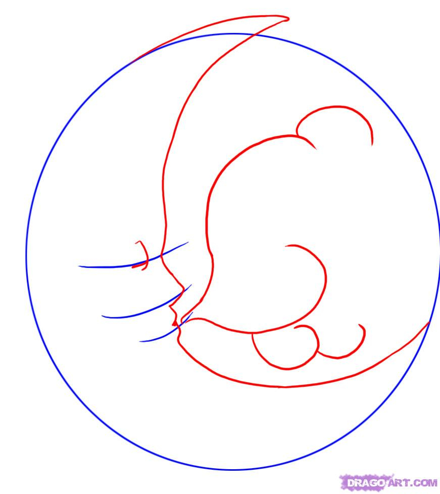 871x977 Drawing Of A Moon Draw The Man In The Moon, Stepstep, Drawing