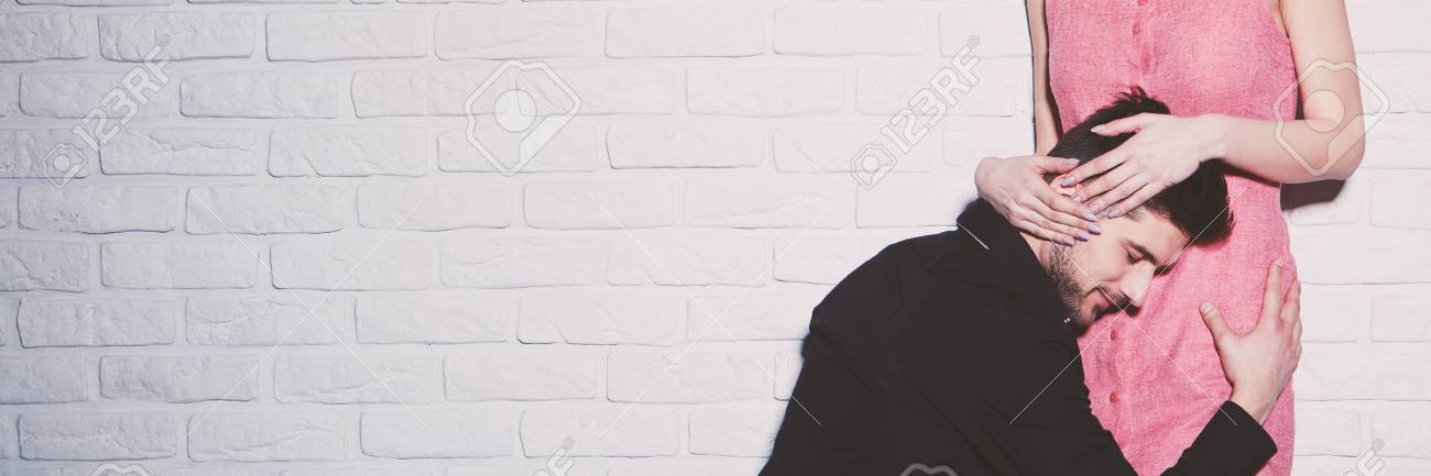 1300x433 Panorama Of Loving Couple Hugging While Man Kneeling Embracing