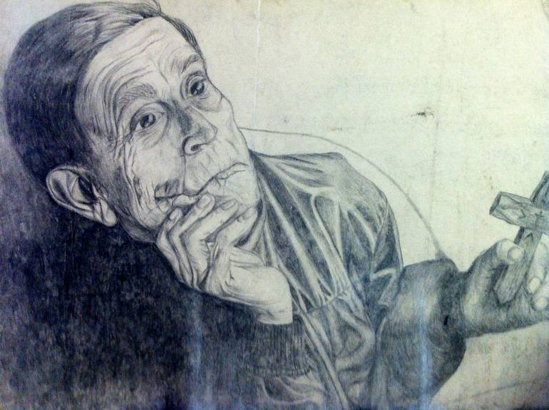 770x575 Saatchi Art Man Praying Drawing By Susanne Perez