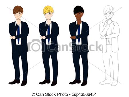 450x338 Set Handsome Business Man Thinking To Make Decision. Full