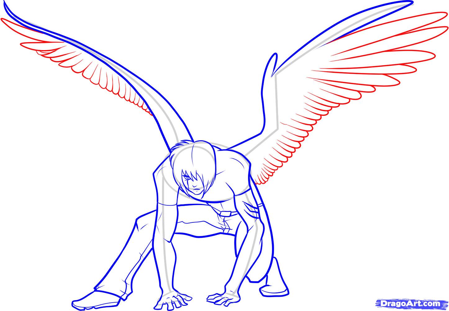 1446x1004 How To Draw Anime Wings, Draw An Anime Angel Step 15 How To Draw