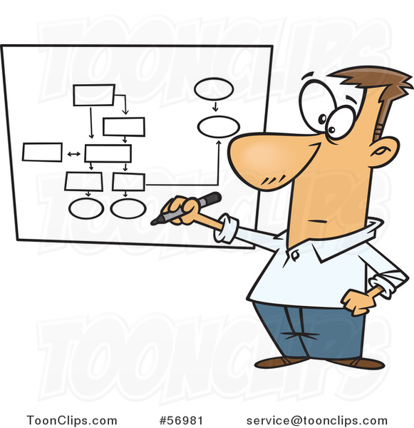 581x600 Cartoon Business White Guy Drawing A Chart For Project Management